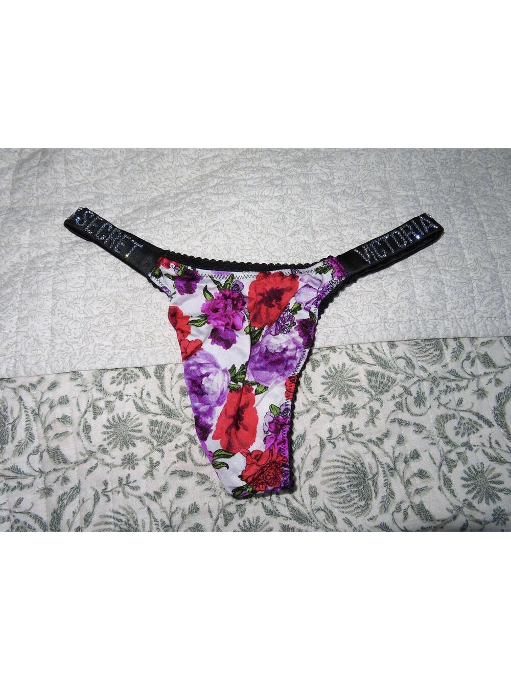 Worn Soft Floral Victoria's Secret Shine Strap Panty